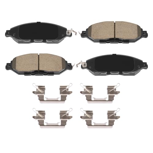 Image of D1649 Front Ceramic Brake Pads w /Hardware Kit Fit For Nissan Pathfinder 2013-2020, Nissan Murano 2015-2023, INFINITI JX35 2013, INFINITI QX60 2014-2020