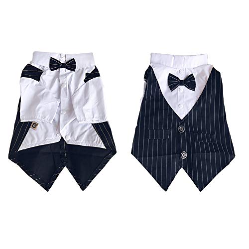 Meioro Pet Clothes Dog Shirt Dog Tuxedo Bow Tie