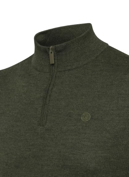 Pull mérinos Beretta homme grande taille 3XL pull-over vert col zippé - 3