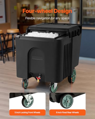 image for VEVOR Commercial Ice Bin, 125 lbs Portable Ice Caddy, 31.5 x 22.8 x 29