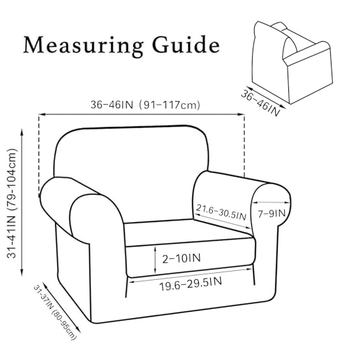 Turquoize 2 Piece Chair Covers Chair Slipcovers For Living Room Armchair Sofa Covers Chair Couch Cover with Arms Washable Furniture Protector for Chairs Feature Thick Jacquard Fabric (Chair,Deep Teal)