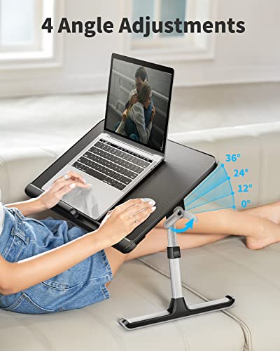SAIJI-Mesa-para-Cama-Mesa-para-Portatil-Ajustable-con-Cajon-de-Almacenamiento-Patas-Plegables-Pies-de-Trineo-Tablero-de-Cuero-de-PVC-Escritorio-Portatil-para-Cama-Sofa-Piso-Negro