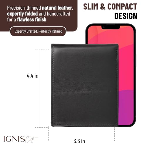 Black Minimalist Leather Thin Wallet for Men – RFID Blocking, Ultra-Thin Bifold, 10-Card Capacity, Premium Men’s Gift (Soloist Onyx)4