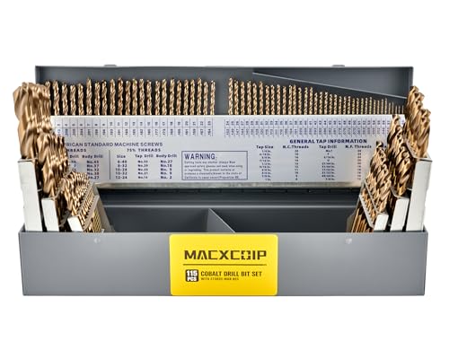 115Pcs Cobalt Drill Bit Set M35 HSS Jobber Length