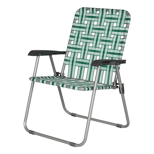 Lippert Green Vintage XL Webbed Folding Outdoor Lawn Chair with Nylon Material, Steel Tube Frame Construction, Anti-Slip Feet for The Yard, Beach, Concerts, Sporting Events, Camping - 2022301772