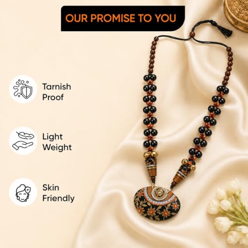 Image of Handcrafted Tribal Dhokra & Floral Charm Necklace Collection | Artisan Brass, Glass & Contemporary Statement Necklaces for Women | Ethnic, Elegant & Artistic Jewelry