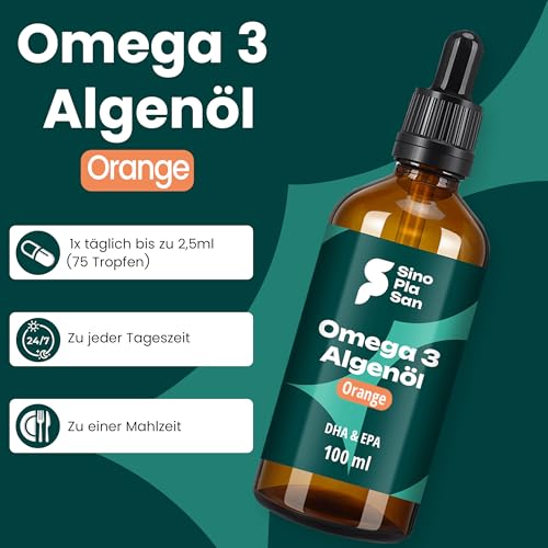 Premium Omega 3 Algenöl | hoch dosiert | Natürliches DHA & EPA für Herz, Gehirn & Sehkraft | vegan | 100ml | 40 Tage Vorrat… – Ansicht 4