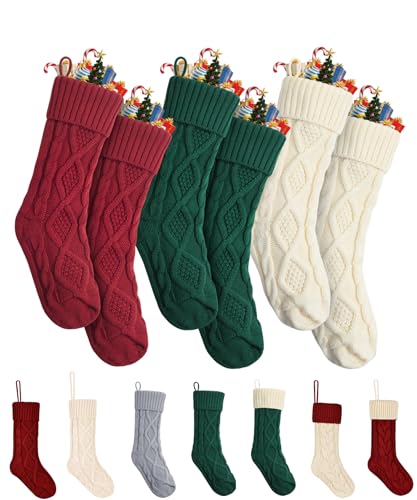 Mr. Pen- Cable Knit Christmas Stockings, 18 Inch, 6 Pack, Premium Acrylic Yarn, Cozy Holiday Stockings for Mantel Décor, Fireplace Hanging Stuffers