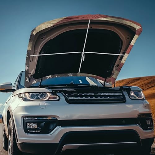 Image of American Cross Car Hood Cover Polyester Elastic Fabrics Washable Suitable for Large SUV and Pickup Trucks 39x59in