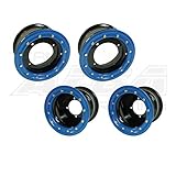 Set of 4 ATV Beadlock Wheels Rims - Rear 9x8 3+5 Front 10x5 3+2 Black/Blue Compatible with YFZ 450, YFZ 450R