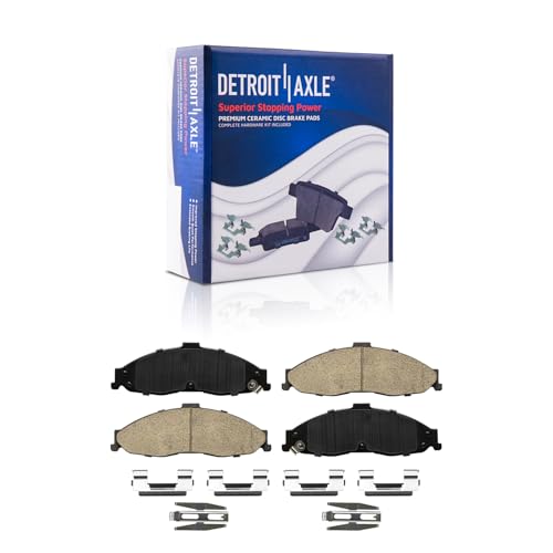 Image of Detroit Axle - Front Brake Kit for 98-02 Chevrolet Camaro Pontiac Firebird Drilled and Slotted Disc Brake Rotors 1998 1999 2000 2001 2002 Ceramic Brake Pads Replacement : 11.92 inch inch Rotors