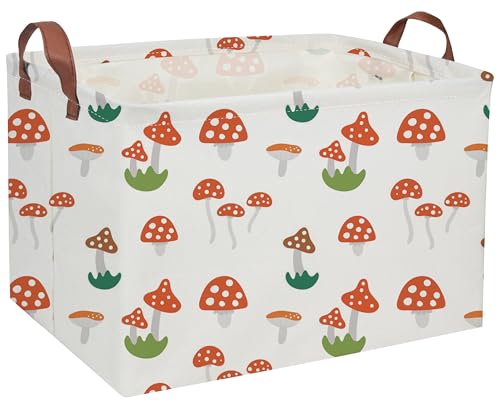 Image of Kids Basket Mushroom Baskets Boys and Girls Basket Rectangular Cute Storage Bin for Room Decor(Mushroom)