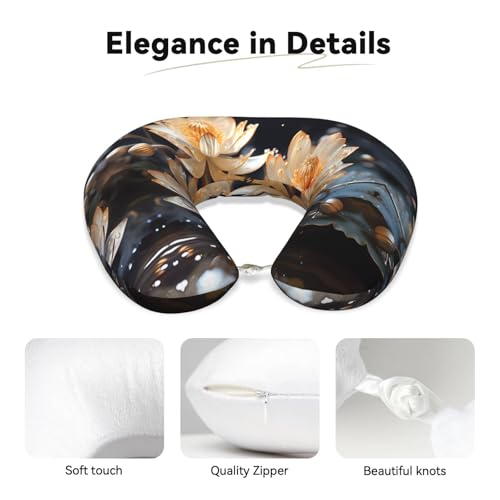 Almohada de viaje espuma viscoelástica U lavable negra miniatura 3
