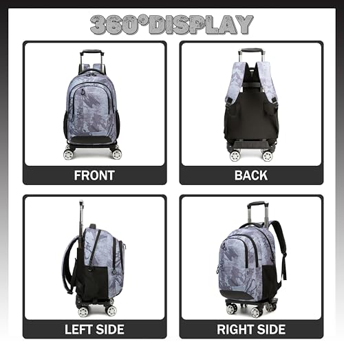 Rolling Backpack with Wheels for Boys Roller Wheels Backpacks Big Kids Laptop Luggage Travel Suitcase for Teen Boys4