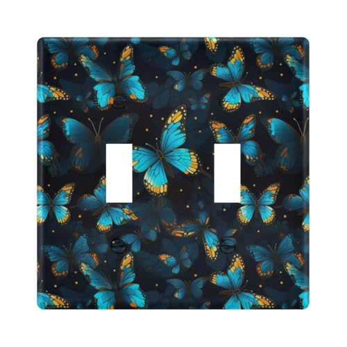 UMIRIKO Blue Butterfly Light Switch Cover Plate Covers Decorative Double Toggle Home Decor 202a8888