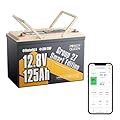 Power Queen 12.8V 125Ah Bluetooth LiFePO4 Battery, Group 27 Size &1600Wh Energy, Deep Cycle Lithium Battery with Low-Temp Cut Off, Perfect for RV, Marine, Off-grid, Solar System, Backup Power
