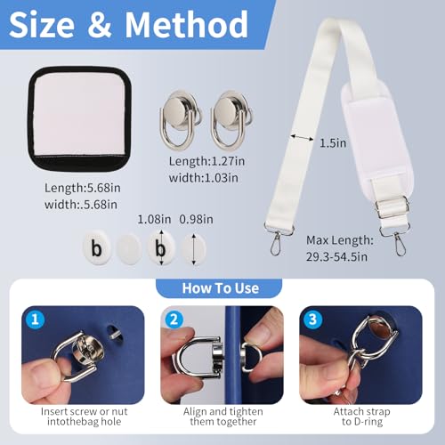 Strap for Bogg Bag Accessories,Adjustable Bag Straps with Shoulder Pad for Original Bog Beach Tote,Comes with Handle Wrap,Metal Screw Buttons and Replacement Buttons4