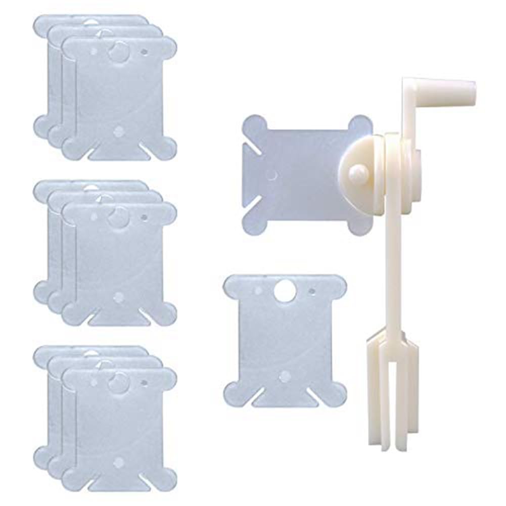 Wanjorlay 500 Pieces Plastic Embroidery Floss Bobbins with Floss Winder for Craft DIY Sewing Storage