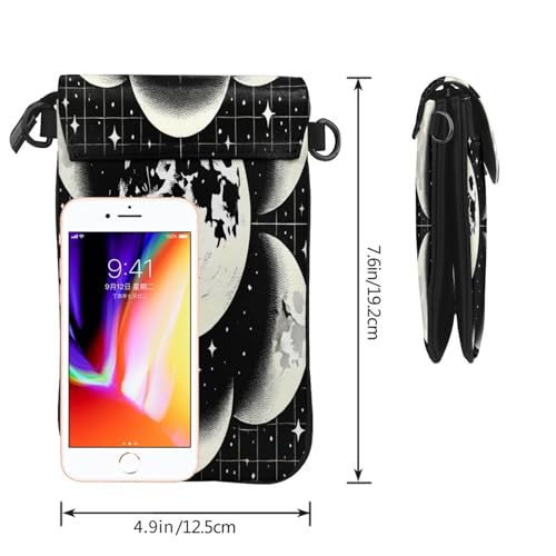 Cell Phone Crossbody Purse Moon Phases Black Womens Shoulder Wallet With Phone Pocket3