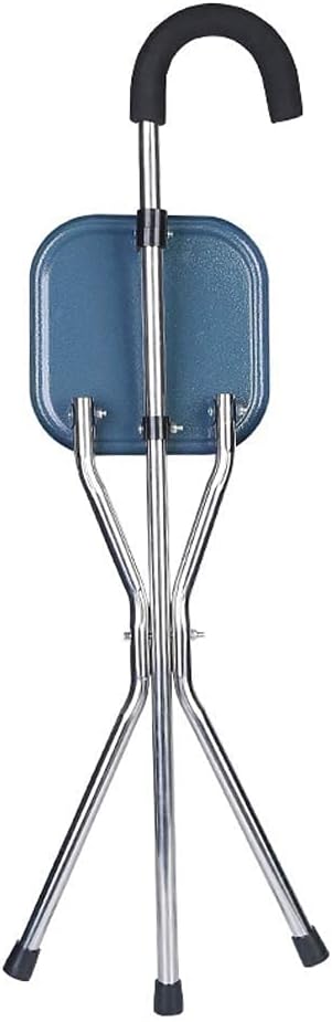 Crutches for Adults Folding Seat, Crutch Chair Handle Stool Portable Convenient Comfortable Height Adjustable Stable Aluminum Alloy Main Frame for Elderly Sit Walk Everything is fine