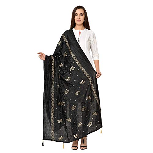 Sai Fashion Dupatta en soie douce crussed pour les femmes/impression de feuille d'or/Tasells sur la frontière Cover