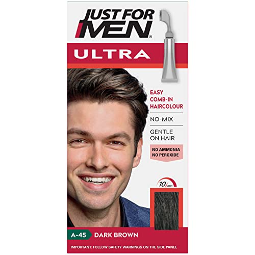 Just for Men Ultra Dark Brown Hair Colour Dye For Short Hair, Comb Away The Greys – A45