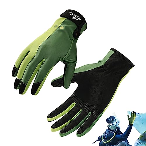 Guantes de buceo, guantes de surf ligeros, guantes impermeables verdes, palmas y dedos engrosados, guantes de buceo profesionales ajustables para pesca, escalada, ciclismo, buceo