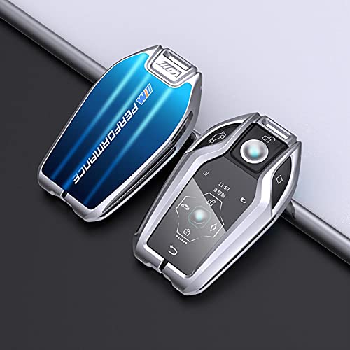 HIZH Schlüsselhülle für BMW Serie 1 3 5 7 X1 X3 X4 X5 X6 F30 E30 Schlüsselhülle Autoschlüssel Hülle 3D-Glas mit Farbverlauf Aurora Schlüsselanhänger Schlüsselhülle Cover,Blau,Typ C Cover