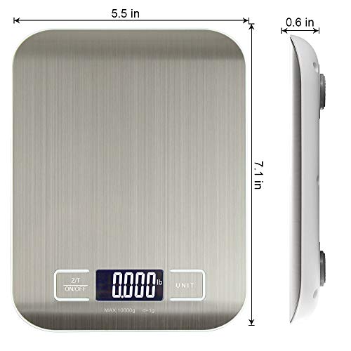 Electronic kitchen scale,Multifunction Food Scale,Stainless Steel,11 lb 5kg