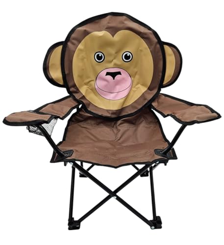 Meinposten Kinder Campingstuhl Anglerstuhl Klappbar AFFE Kinderstuhl Klappstuhl Urlaub Strand Getränkehalter (AFFE braun)