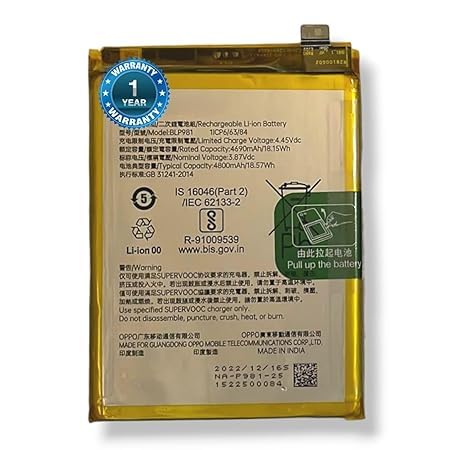Image of Original BLP981 Battery for Oppo Reno8 T 5G CPH2505 / Oppo A1 Pro PHQ110 (4800mAh) Battery with 1 Year Warranty** (BLP981)