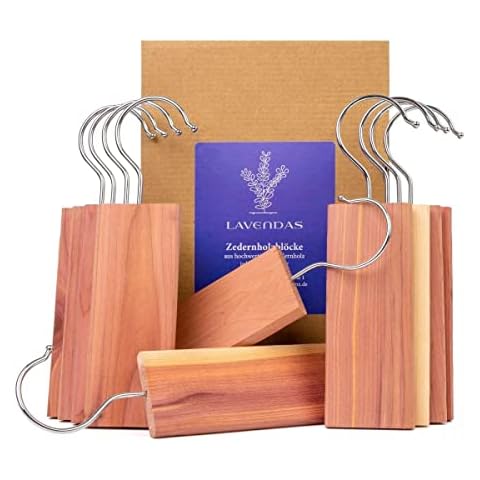 Lavendas Zedernholz Blöcke 10er Set - Frischer Duft für Kleiderschrank - Natürlicher Mottenschutz 100% Chemiefrei - Nachhaltige Mottenabwehr gegen Kleidermotten Cover