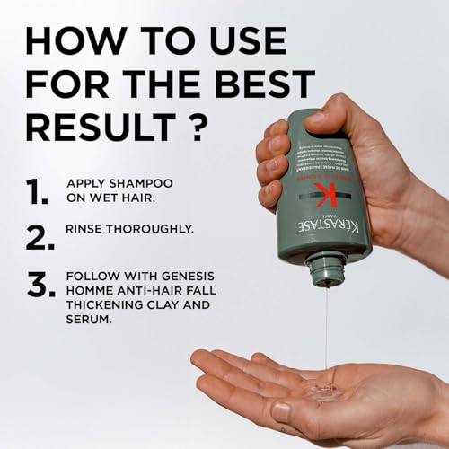 Image of Kerastase Genesis Homme Anti-Hair Fall Thickening Shampoo For Men | For Weakened Hair, Prone to Thinning | Thickness Boosting Shampoo| With Ginger Root Extract & Creatine | 250ml