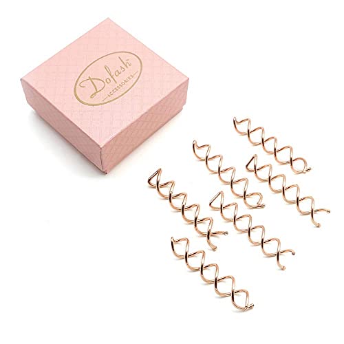 Dofash 6Pcs Twist Screw Hair Pins/Spiral Hair Pins/Non Scratch Rounded Tips/Metal Hair Pins 5.8Cm/2.28In For Hair Bun Decoration For Girls(Rose Gold Plating)