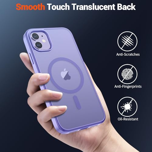 Image of SUPFINE Magnetic for iPhone 12 Mini Case & iPhone 13 Mini Case (Compatible with MagSafe) (Military Grade Drop Protection) Slim Translucent Matte Shockproof Phone Cover,Purple | Magnetic, Slim, Translucent, Matte