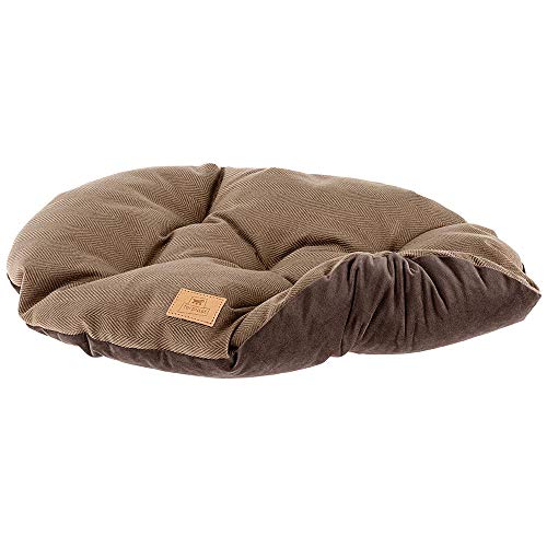 Ferplast Kissen für Hunde und Katzen STUART 65/6, doppelseitig, aus Tweed und weichem Samt, waschbar, Braun