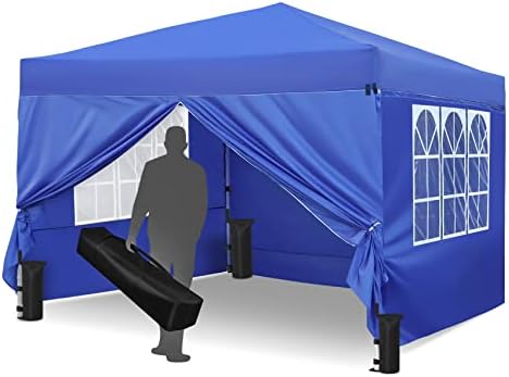 Partyzelt 3x4m Blau - Pavillon Mit Seitenwänden Für Gartenfeste