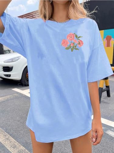 Boho Christian Shirts for Women Oversized Vintage Floral Tshirt Religious Jesus Tees Bible Verse Short Sleeve Faith Tops3