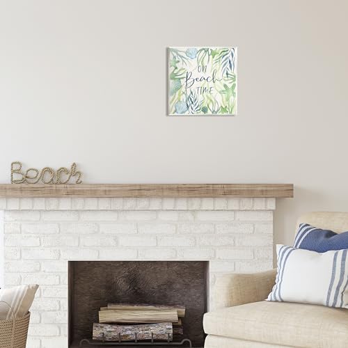 Image of Beach Time Phrase Nautical, 12 x 12 Inch Mounted Print on Wall Plaque | Stupell Industries . By Janet Tava . Ready to hang . Great for beach inspired spaces . Made in USA