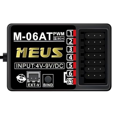 MEUS RACING 2.4GHz RC Receiver M-06AT Long Range Control RX with Gyro, Compatible with MEUS Racing RC Transmitter ME-10B for RC Car/Boat/Tank etc....