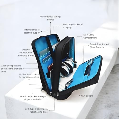 Image of Travessary Collection City Traveller Bag | Backpack | Water Resistant Nylon Fabric 15.6 inch Unisex Laptop Bag | Multiple Compartment for Laptop, Ipads & Accessories | Class leading 2 years warranty