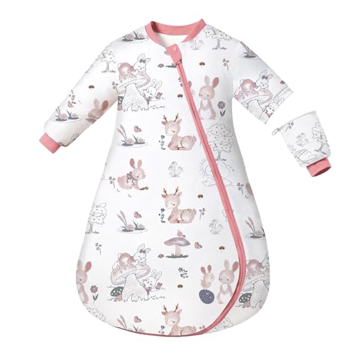 Image of usbettas Toddler Sleep Sack 2.5 Tog, Infant Sleep Sack with Removable Sleeves Thermostatic Cotton Baby Wearable Blanket