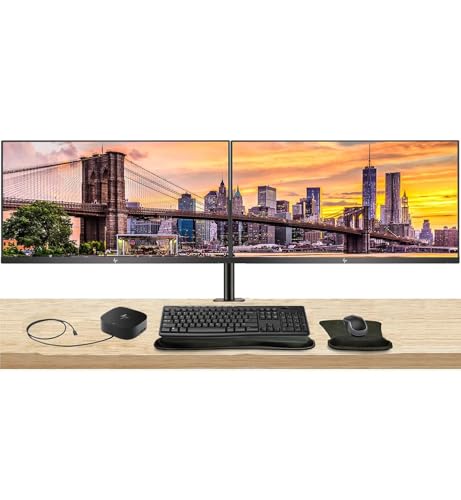 Image of HP Series 3 Pro 27-inch 327pf FHD 1080p LCD Monitor 2-Pack Bundlesd with Desk Mount Dual Stand, USB-C G5 Dock, MK270 Wireless Keyboard & Mouse, Gel Mouse & Wrist Pad