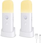 CREWEEL Rechargeable Motion Sensor Night Light, Battery Operated nightlights, Dimmable Motion Sensor Light Indoor, Cordless Motion Activated Night Lights for Adults, Bathroom, Bedroom, Hallway.
