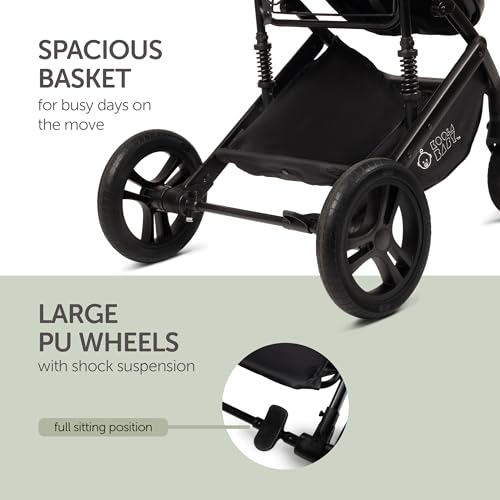 Image of KOOLABABY 2-in-1 Foldable Baby Stroller - Newborn to Toddler Stroller with Extendable Canopy, 5-Point Harness & Large Storage Basket - One Hand Fold