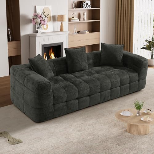 89.8" Chenille Cloud Sofa Couch with 3 Soft Pillows,Comfy Upholst...