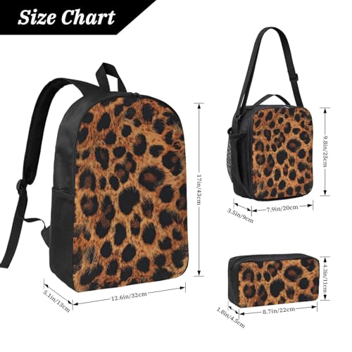 Leopard print Backpacks 3 Pcs Minimalist Backpack for Men and Women with Fun Graphic Cartoon Print for Camping Touring2