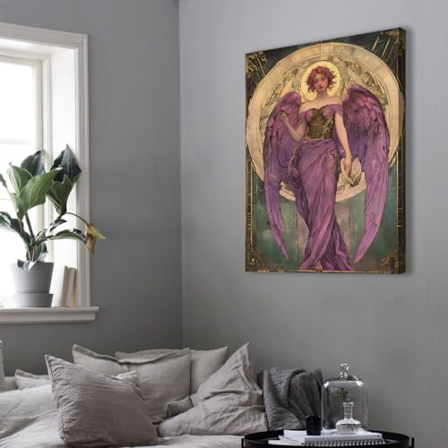 Art nouveau Purple Girl OSHIONARTE estampe fantasy portrait victorien violet 70x100