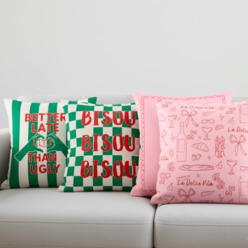 Image of Sleepy Threads Cushion Covers Set of 5 | 16 Inch X 16 Inch | Aesthetic Pop Design Cotton Blend Throw Pillow Cover | Multicolor Quirky Prints | Zipper Closure | Sofa Cushion Cover | Bedroom Home Decor