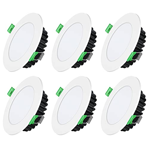 ALUSSO LED Einbaustrahler 230V flach Deckenspots Dimmbar 8W IP44 Spots LED Set, Warmweiß Neutralweiß Kaltweiß Einbauleuchten Einbauspots Deckenstrahler für Badezimmer Küche Wohnzimmer, Weiss, 6er Set Cover